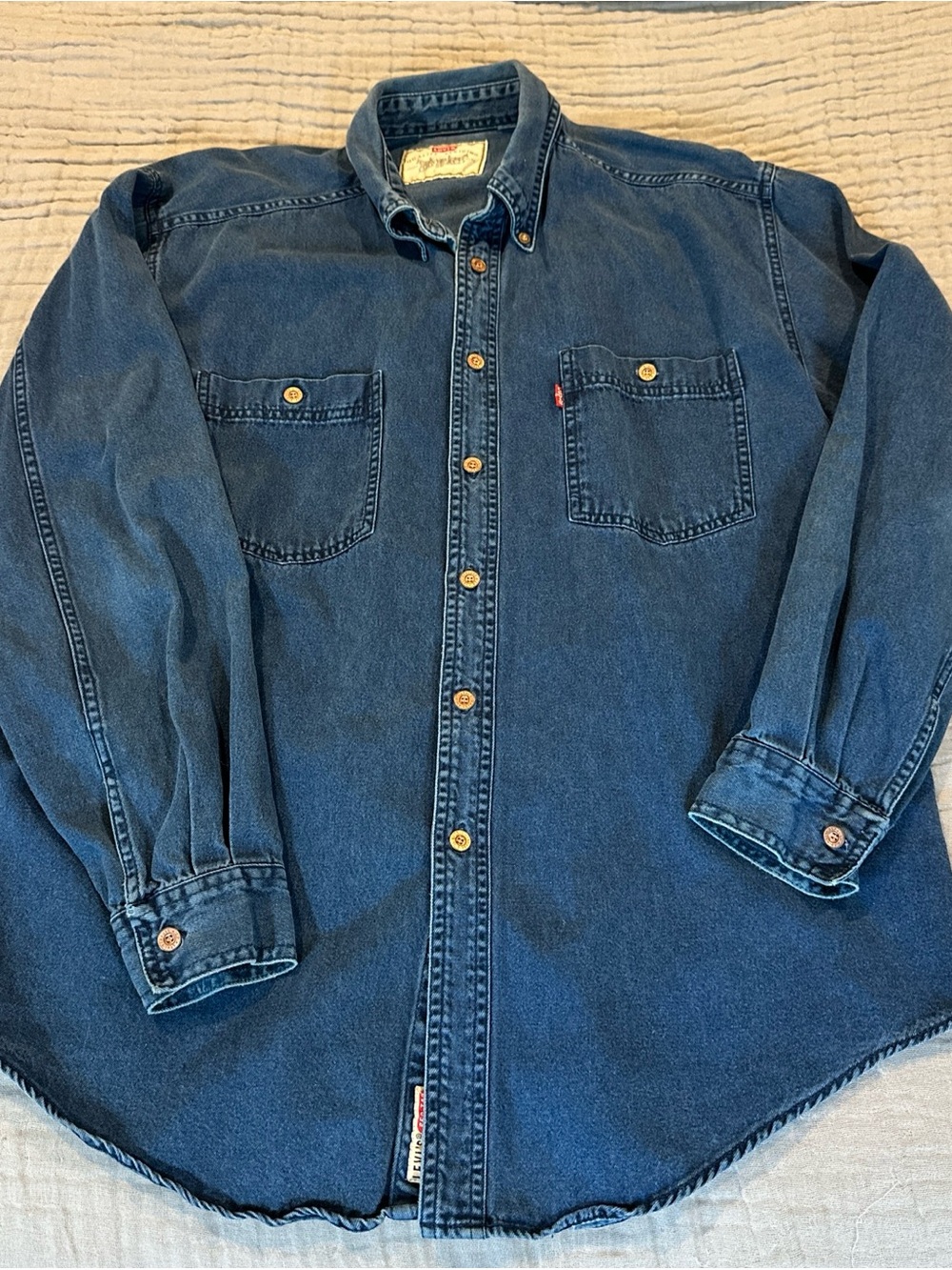 Vintage 90s Levi's Blue Denim Shirt Red Tab with Metal Buttons